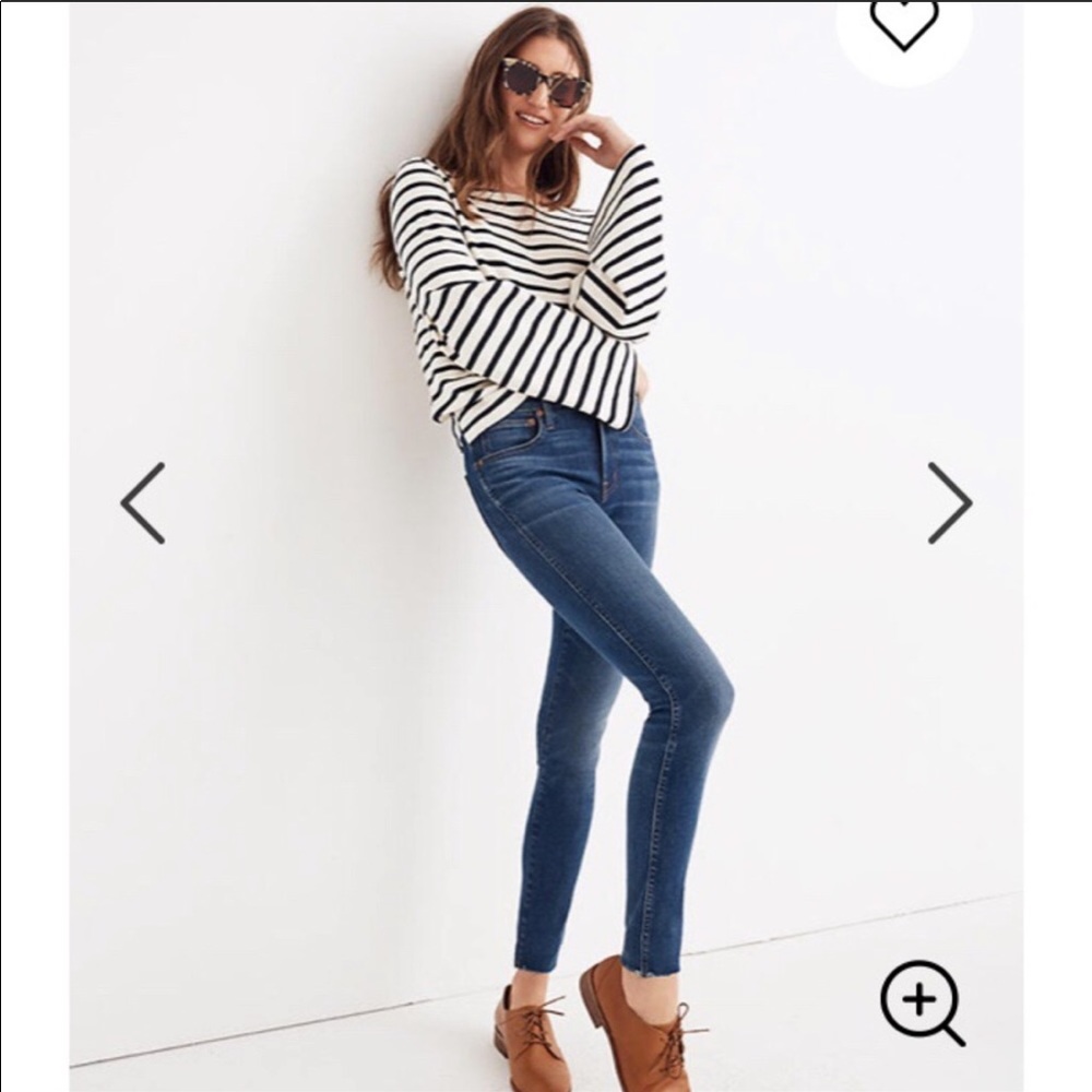Madewell 10” High Riser Skinny Raw Hem Blue Jeans 28
